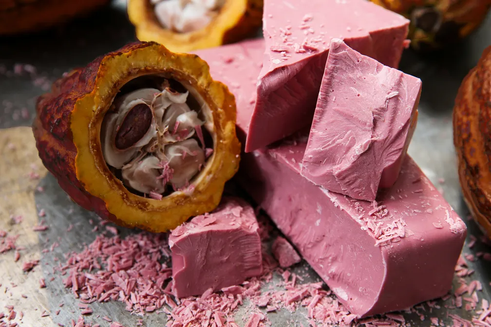 Fotografia de chocolate rosa da Barry Callebaut
